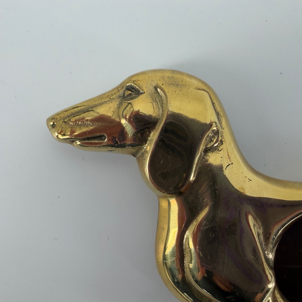 Vintage 1981 Hallmark Brass Dachshund Wiener Dog Double Picture Frame - Picture 4 of 8